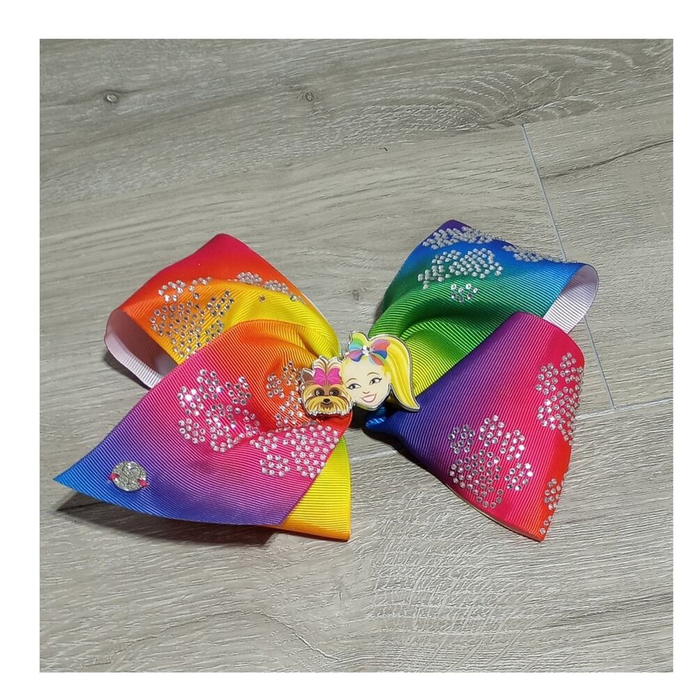 Jojo Siwa Dog Paw Rhinestone Hair Bow With Charms